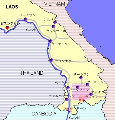 ラオス南部地図