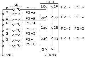 PORT2のディップスイッチ回路