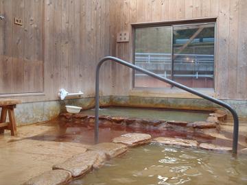 手前が外浴槽、奥が源泉浴槽の写真